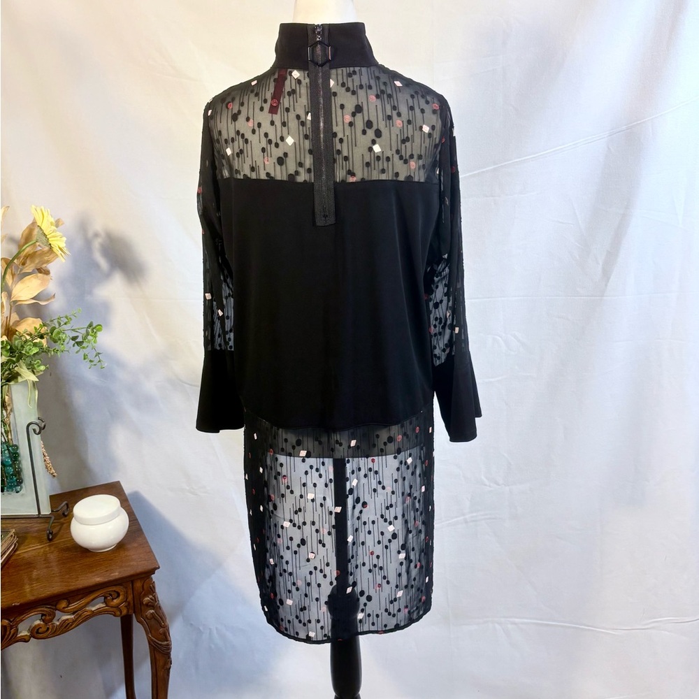 ♨️ IC by Connie K Sheer Shoulder Graphic Dot Hi Lo Tunic Top Small💛 - Picture 5 of 10